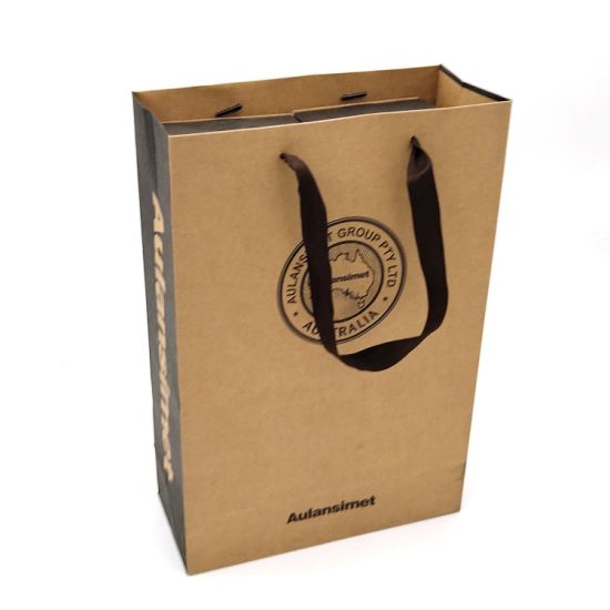 Recycled Cardboard Material One Bottle Carrier Paper Packaging Box for Wine with Handle Shipping