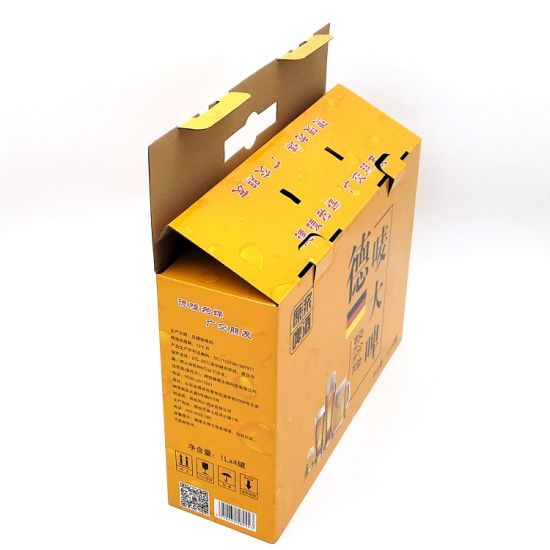 Corrugated Beer Carton Box Recycled Foldable Wine Bottle Carrier Box